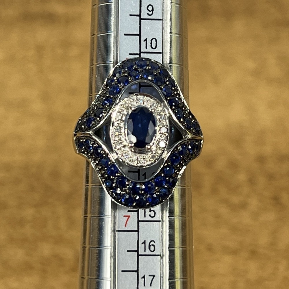 Clyde Duneier CID 14k gold Royal Blue Sapphire & Diamond ring 5.7g Sz 6 - Picture 5 of 16